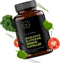 Capsule Superfood Super Greens biologique, supplément nutritionnel pour la santé de Gut, soutien immunitaire, digestion, énergie, et plus (non-OGM, Keto, Vegan) 180 capsules, 1 paquet