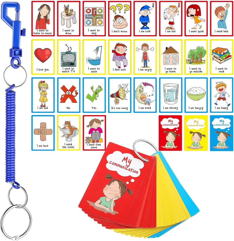 27 Autisme Cartes de communication Aide visuelle Comité de communication non verbale Discours Retard ressentis Emotions Cartes Flash Autisme Besoins spéciaux Cartes Cue Jouets d'apprentissage de la langue pour les enfants Enfants Adultes