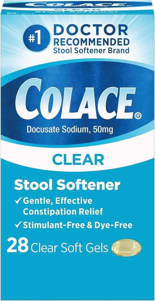 Colace Net Stool Soft Gel Capsules Relief Constipation 50mg Docusate Sodium Doctor Recommandé 28ct