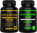 DORADO NUTRITION Extrait d'épicatéchine 750mg par portion - (120 Capsules) et supplément acide arachidonique 1500mg (150 Capsules)