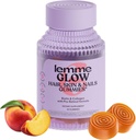 Lemme Glow Collagen Gummies pour cheveux épais, ongles forts et peau saine avec des peptides multicollagènes, biotine, minéraux traces, zinc, vitamines A, C & E, sans lait et sans gluten, parfum de pêche, 60 ct.