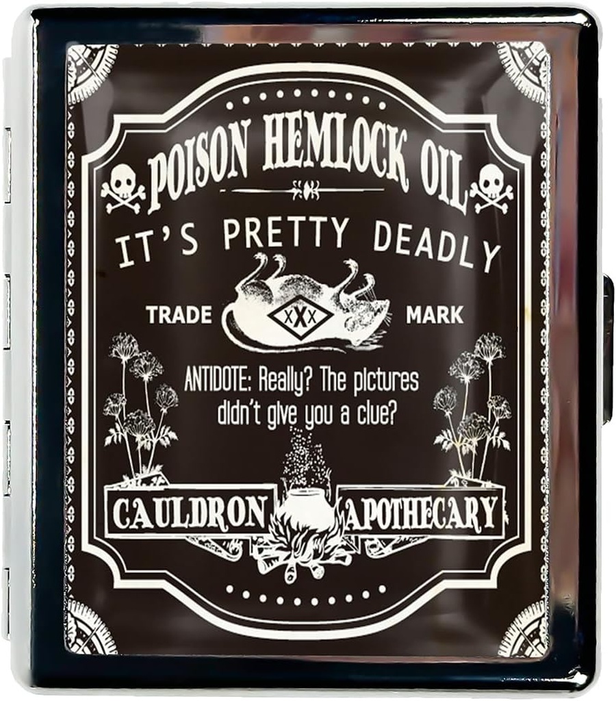 Pill Organizer Small Pill Case for Purse Essentials 7 jours Coffret à pilules mignon avec miroir Coffret à pilules portable pour les cadeaux de voyage de Pocket ou Purse Pill Containe (étiquette de potion Halloween)