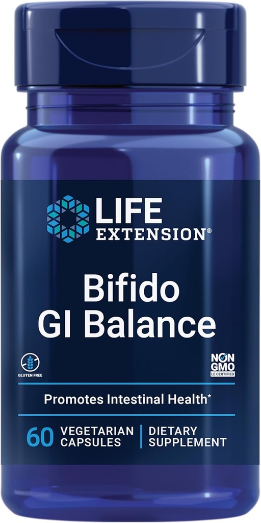 Durée de vie Bifido GI Balance, probiotiques, Bifidobacterium longum BB536® (2 milliards d'UFC), Soutien santé Gut et santé digestive, sans gluten, non OGM, végétarien, 60 capsules