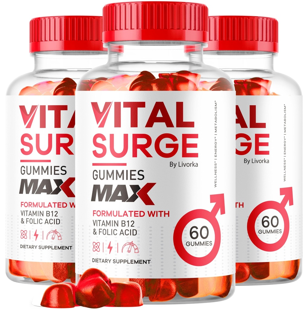 (3 Pack) Surge vitale - Surge vitale pour les hommes Gummies, Vital Vita Surge Maximum Strength 1050 MG, complément VitalSurge Support Gummy Formule avancée, Gomitas Vitamine Premium (180 Gummies)