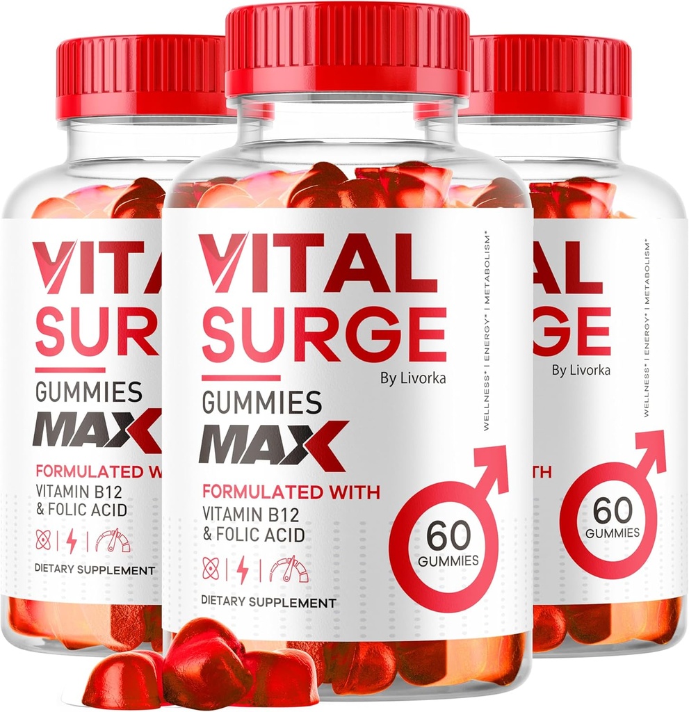 (3 Pack) Surge vitale - Surge vitale pour les hommes Gummies, Vital Vita Surge Maximum Strength 1050 MG, complément VitalSurge Support Gummy Formule avancée, Gomitas Vitamine Premium (180 Gummies)