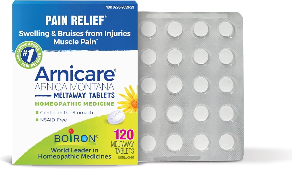 Boiron Arnicare Comprimés pour soulager la douleur de la douleur musculaire, douleur articulaire, gonflement de la blessure ou des ecchymoses - 120 Compte