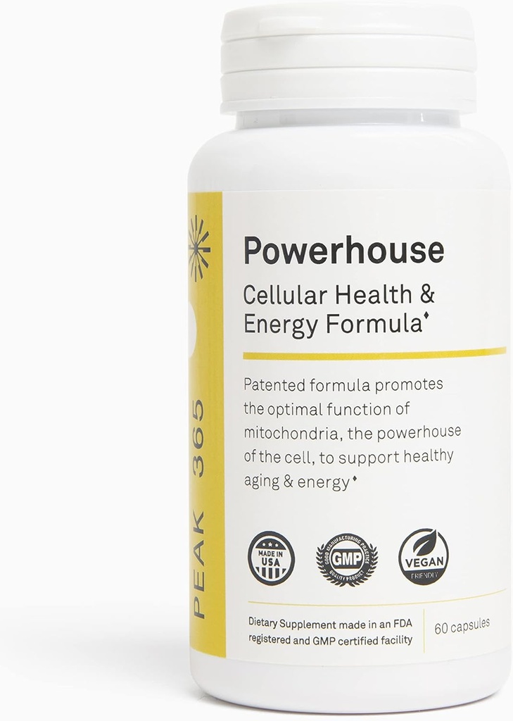 Powerhouse: Formule d'énergie et de santé cellulaire soutient l'énergie et la santé au niveau cellulaire. Années de recherche