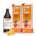 Emulsión de Escocia Complexe d'huile de foie de morue aux vitamines A, D, E, B1 - Supplément alimentaire naturel orange pour le soutien immunitaire et la santé des os - Huile essentielle de poisson Omega 3 - 6,5 oz (2-pack)