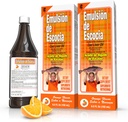 Emulsión de Escocia Complexe d'huile de foie de morue aux vitamines A, D, E, B1 - Supplément alimentaire naturel orange pour le soutien immunitaire et la santé des os - Huile essentielle de poisson Omega 3 - 6,5 oz (2-pack)