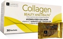 Peptides de collagène hydrolysés 30 emballages en poudre avec vitamine C (1000mg) et acide hyaluronique, qui soutient cheveux, peau, ongles et articulations, saveur orange, 30 portions