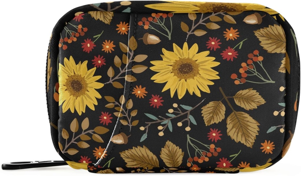 xigua Sunflower Pill Case 7-Day Travel Pill Organizer Box avec fermeture zippée pour les vitamines, médicaments et suppléments