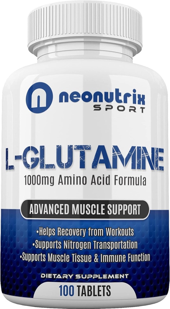 L-Glutamine 1000mg Acid Capsules Après l'entraînement Supplément de récupération pour Immune, Digestive & Gut Support Transporteur d'azote pour la récupération musculaire & Endurance pour les hommes et les femmes par Neonutrix Sport