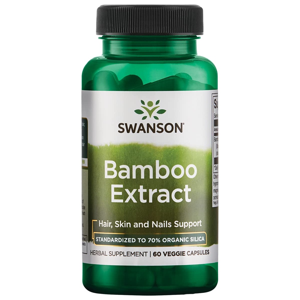Extrait de bambou de Swanson pour cheveux et ongles Supplément Silica soutient collagène 300 mg 60 Capsules de Veggie