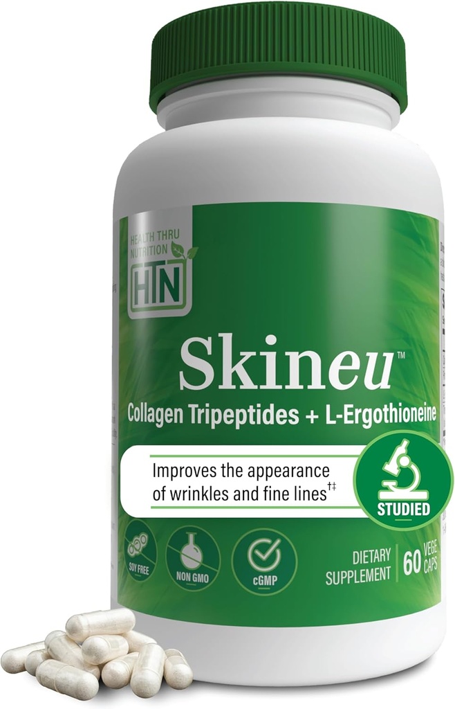 Skineu Collagen Tripeptide + L-Ergothioneine.Formule anti-âge avancée Morikol® Marine Collagen.