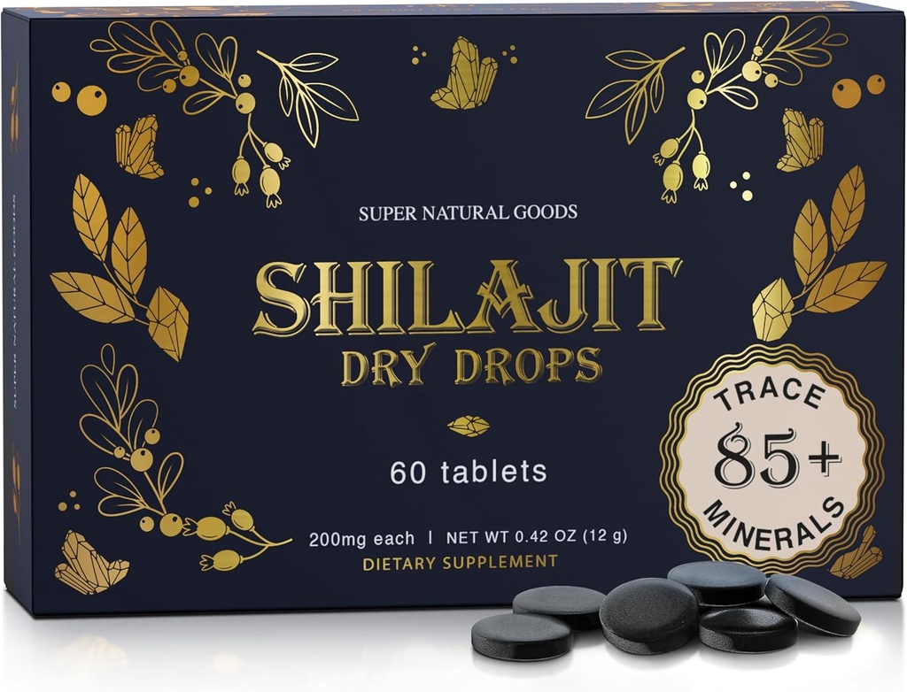 Pure Shilajit Résine gouttes sèches - Haute puissance, grade A, 100% Pure avec l'acide fulvic et 85+ Trace Minerals pour une meilleure énergie Métabolisme et soutien immunitaire