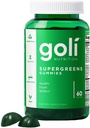 Goli SuperGreen Vitamine Gummy - Compte 60 - Vitamines et minéraux essentiels - à base végétale, végétalien, sans gluten et sans gélatine - Santé de l'intérieur, boîte de 1