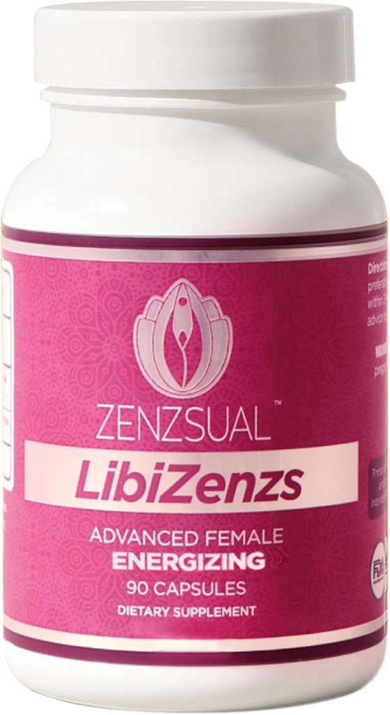 ZENZSUAL Libizenzs – Supplément de soutien énergétique à base de plantes pour les femmes – Sans caféine avec racine de Maca, Ashwagandha & Ginseng – Soutient l'endurance quotidienne, Focus & Well-Being – 90 Capsules Vegan