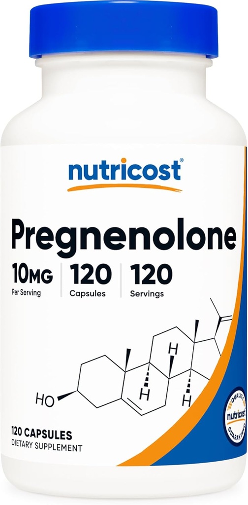 Nutricost Pregnenolone 10mg, 120 Capsules - Non-OGM, Sans gluten, Capsules végétariennes