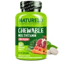 NATURELO Vitamine à croquer pour les enfants Multivitamine avec des aliments entiers Mélange de fruits biologiques - 60 comprimés pour les enfants