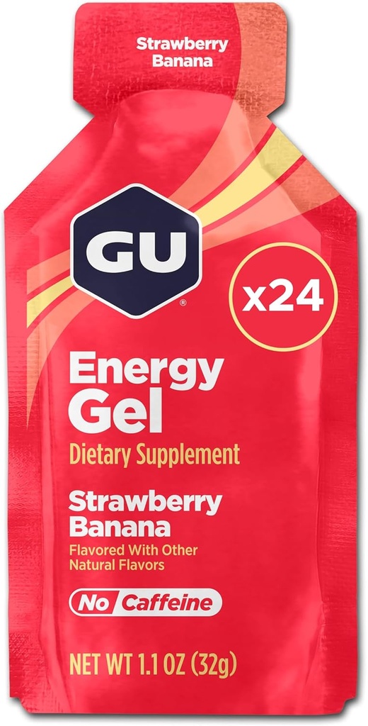GU Energy Original Sports Nutrition Gel d'énergie, banane fraise, 24 Count Box