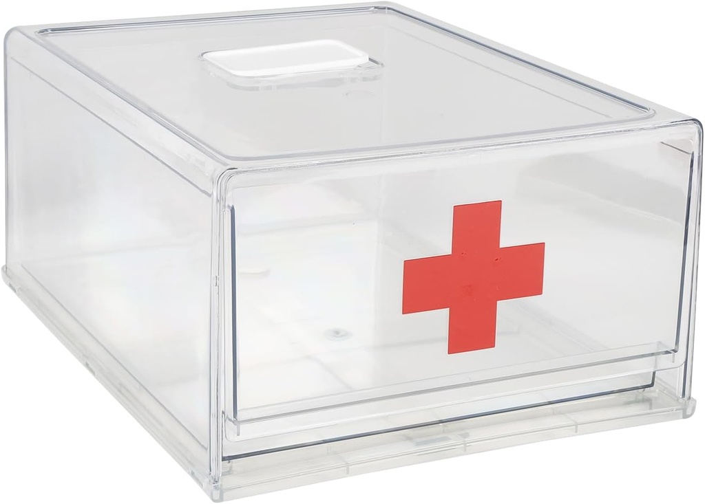 Organisateur de cabinets de médecine Boîte de rangement vide de médicaments pour tiroirs en plastique Cabinet Premiers soins Organisateur de bouteilles de médicaments empilables claires pour les premiers soins, fournitures médicales et stockage de médicaments
