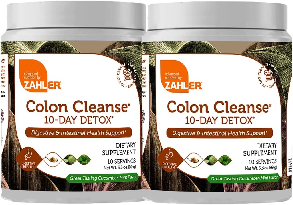 Zahler Colon Nettoyer le nettoyage de 10 jours de la désintoxication - Mint Flavor de concombre - Herbal Digestive Wellness - Colon Cleanser & Detox for Bowel Movement, Body Detox, Digestion Aid for Women and Men - 3,5 oz (2 Pack)