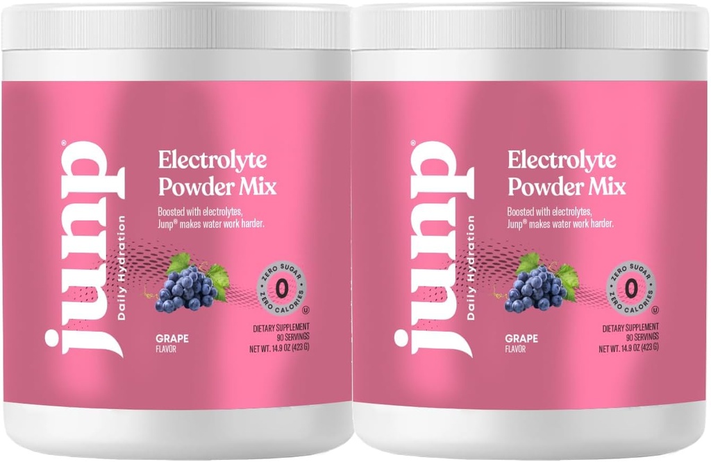 JUNP Electrolytes en poudre Pas de sucre Pas de glucides – Vin Ripened Grape Infued Drink Mix - Potassium et sel Electrolyte en poudre Hydratation Zéro Calorie en poudre d'électrolyte sans sucre,180 portions