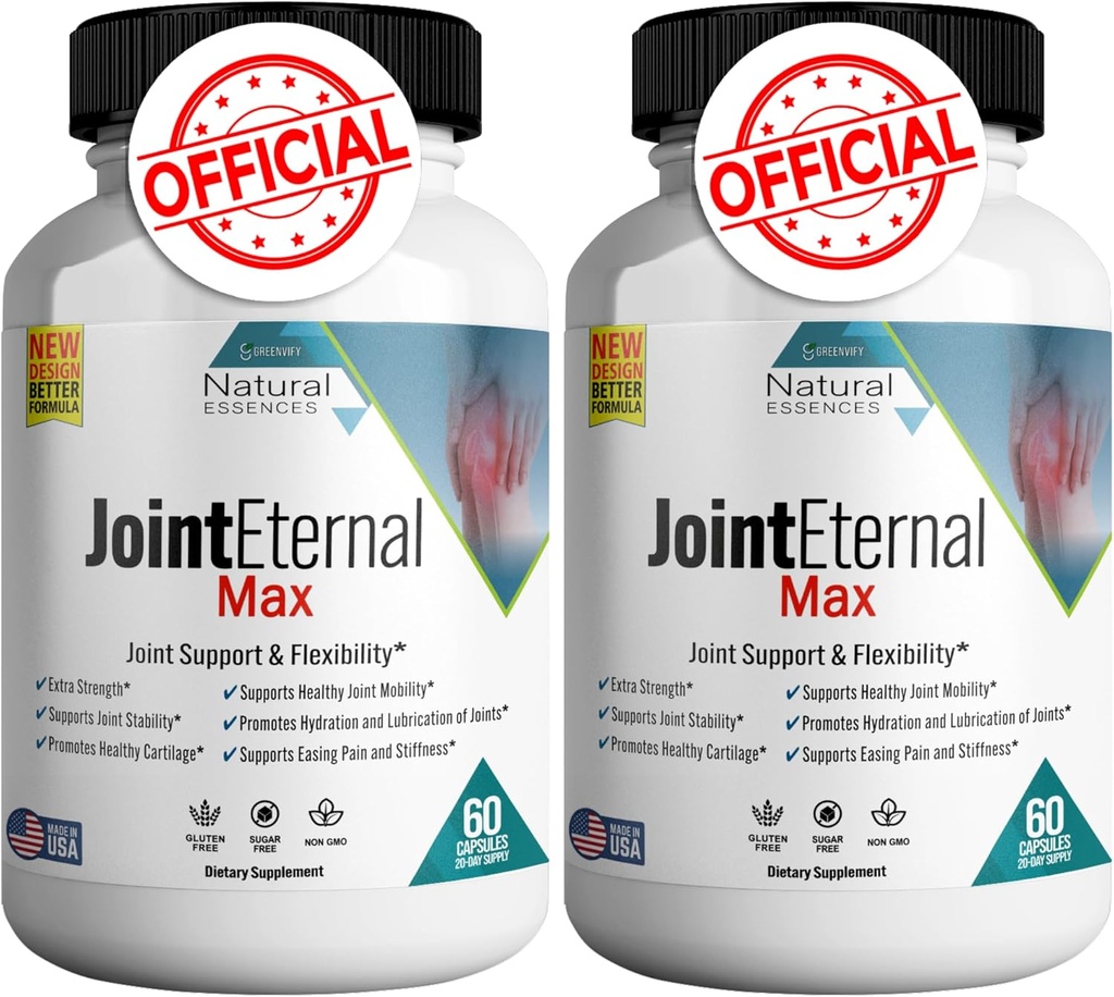 Joint Eternal Max Natural Essences Supplément de soutien de joint naturel, 60 capsules 20 jours d'approvisionnement, sans gluten, sans sucre, sans OGM, fabriqué aux États-Unis (2)
