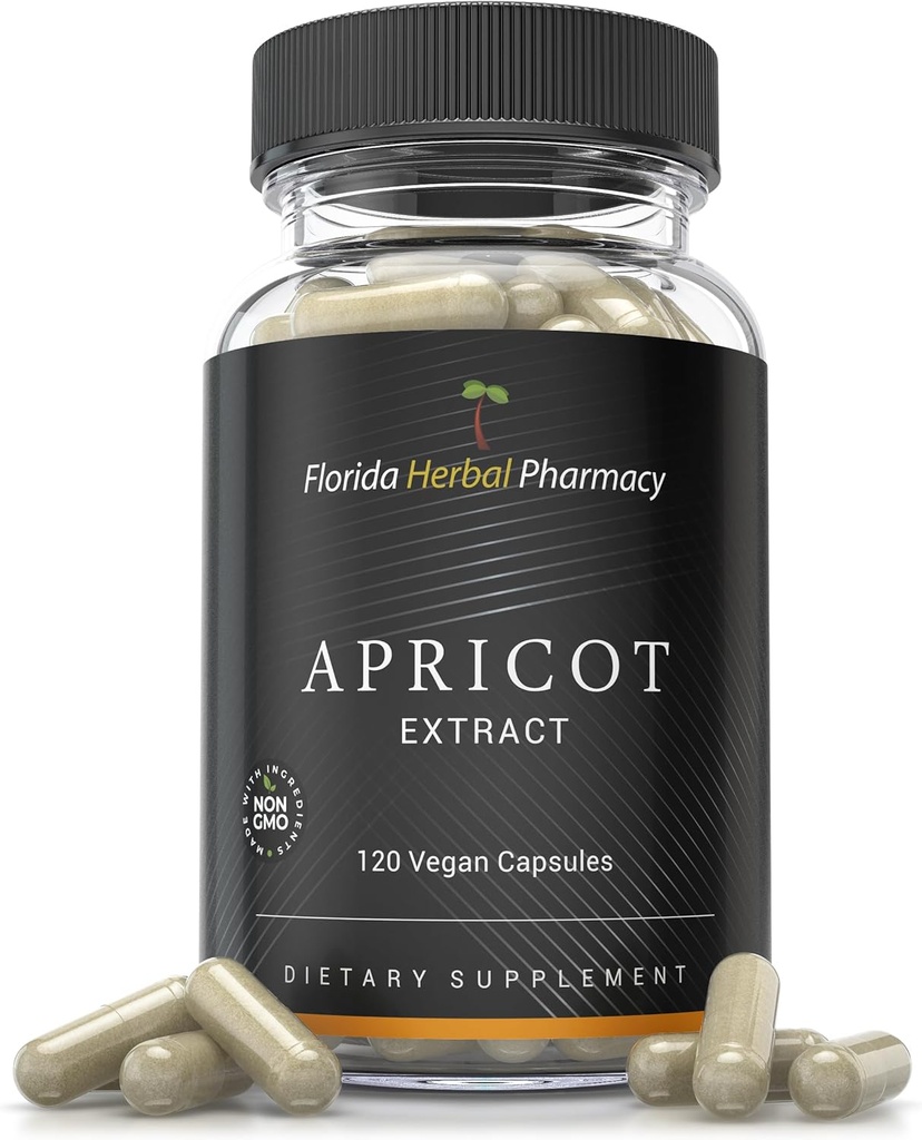 Florida Herbal Pharmacie Apricot Supplément Capsules 20:1 (120 Capsules) 500 mg par Capsule, 1000 mg