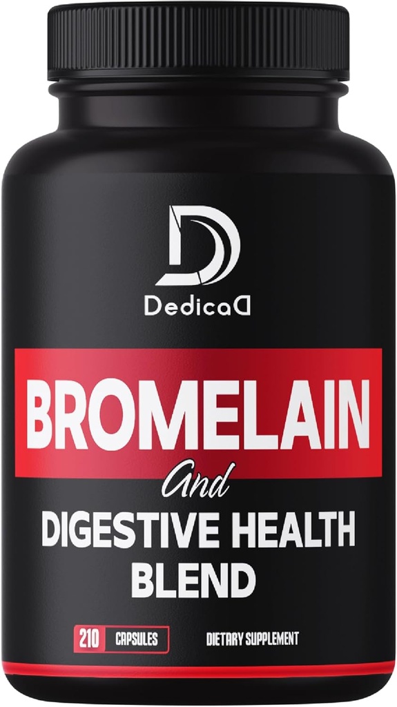 6en1 Bromelain 500mg Supplément - 1000mg par portion - 210 Capsules avec mélange digestif de santé comme Quercetin, Ginger, Turmeric, Papaya - Soutien général santé, digestion et système immunitaire