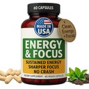 Gélules vertes d'énergie et de focus - Supplément naturel nootrope pour la clarté mentale soutenue, la concentration accrue et l'alerte - Pas de crash, végétalien, non-OGM - 60 capsules