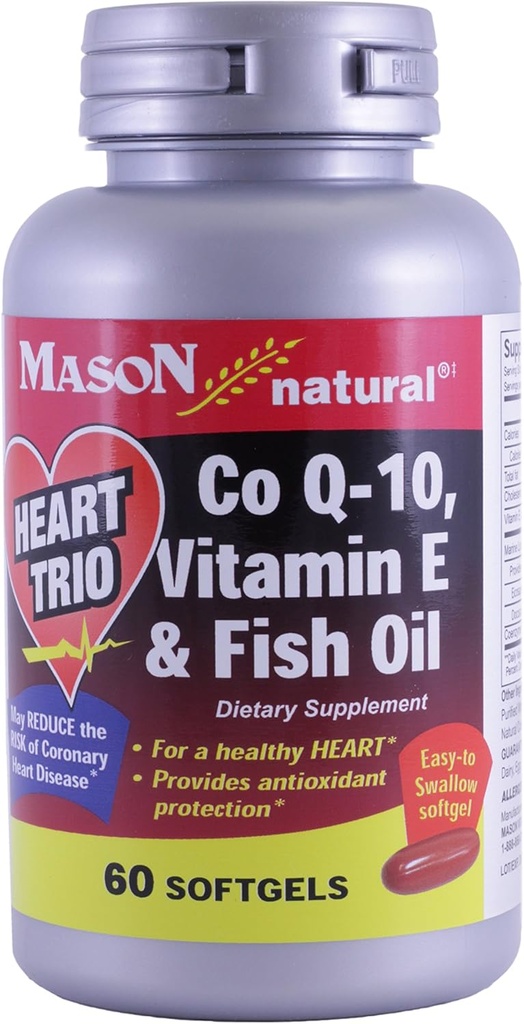 Mason Natural Co Q-10, vitamine E et huile de poisson, 60 softgels (paquet de 2)