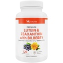 ML Naturals Premium Lutein & Zeaxanthin avec Bilberry 120 capsules végétales. Lutéine 40 mg, Zeaxanthin 5 mg et Bilberry 100 mg. Qualité premium. Des yeux et une vision sains, certifiés NSF et conformes aux GMPc