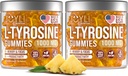 2 Pack - JOYLI L-Tyrosine Gummies 1000MG – Supplément de Focus Vegan sans sucre et support d'humeur pour les enfants et les adultes – 500mg par Gummy – Gummies de sommeil pour la mémoire, l'énergie et le bien-être – 60 Pcs par Pack