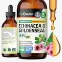 BIO KRAUTER Echinacea et extrait liquide de racine de seigle d'or - Soutien naturel immunitaire - Echinacea gouttes avec du seigle d'or - Vegan, alcool et sans sucre Teinture - 4 Fl.Oz.