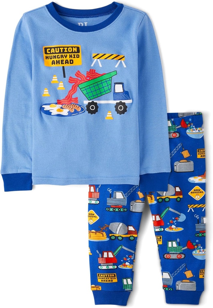 La place des enfants bébé garçons Button longue manche Top et pantalon Snug Fit 100% coton 2 pièces Pajama Set