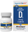 Source supérieure Vitamine D3 1000 UI - Offre Système immunitaire, Cerveau et système nerveux Support - Aides Absorption de calcium pour la santé des dents et des os - Bariatrique - 100 comprimés de dissolution sublingual