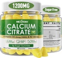 Citrate de calcium Gommies 1200mg avec vitamine D3 K2, suppléments de calcium à croquer pour les femmes et les hommes, soutien à haute puissance B0ne, Te*th, force et santé immunitaire, saveur de mangue, non-OGM, sans sucre, 120 Cts