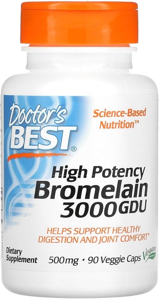 Doctor's BEST 3000 GDU Bromelain - 500 mg - 90 Vegetarian Capsules