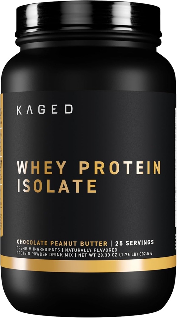 Powder Isolate de Whey Protein Kaged au chocolat Beurre d'arachides 100% Pure Low Lactose Whey.