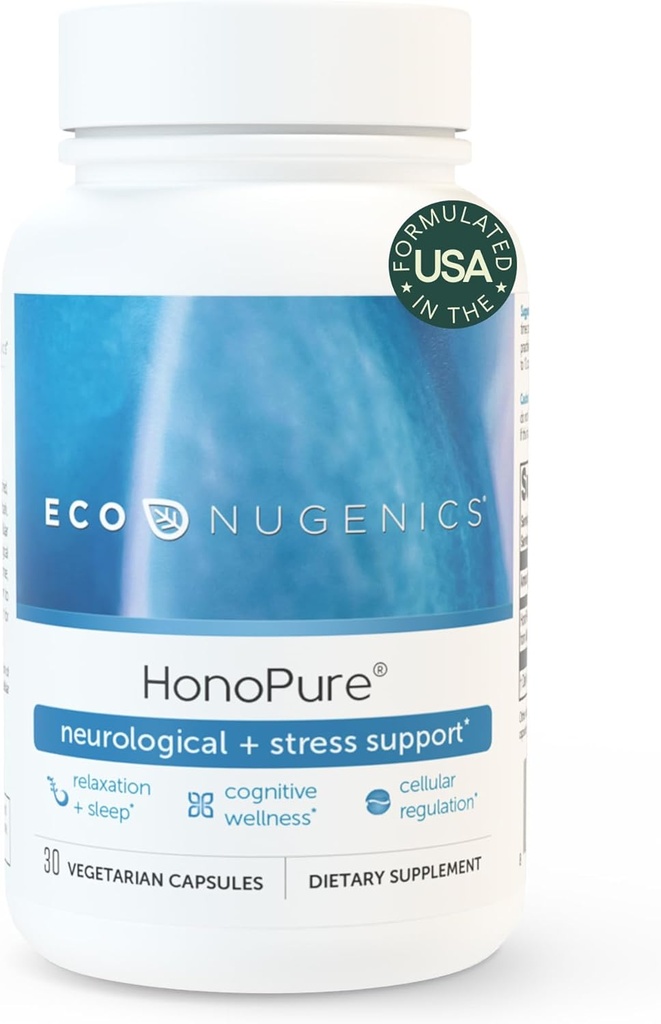 EcoNutgenics HonoPure Magnolia Bark Extract – Supplément d'Honokiol pur à 98% aide à la fonction cérébrale, aide au sommeil, soulagement du stress et humeur globale – Nootropic avec GABA et support antioxydant – 30 capsules