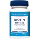 La Vitamine Shoppe Biotin 5 000MCG, Soutien au métabolisme des nutriments pour les cheveux vifs sains, peau saine et ongles forts, production d'énergie (120 capsules)