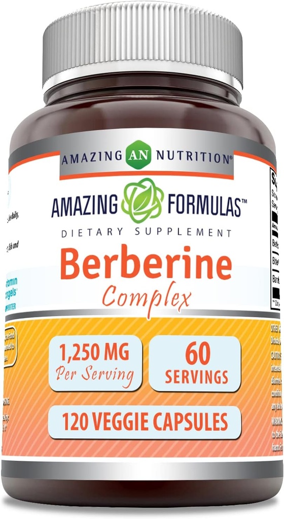 Formules étonnantes Berberine avec complexe d'extrait Bitter Melon & Banaba de 1250 Mg par service