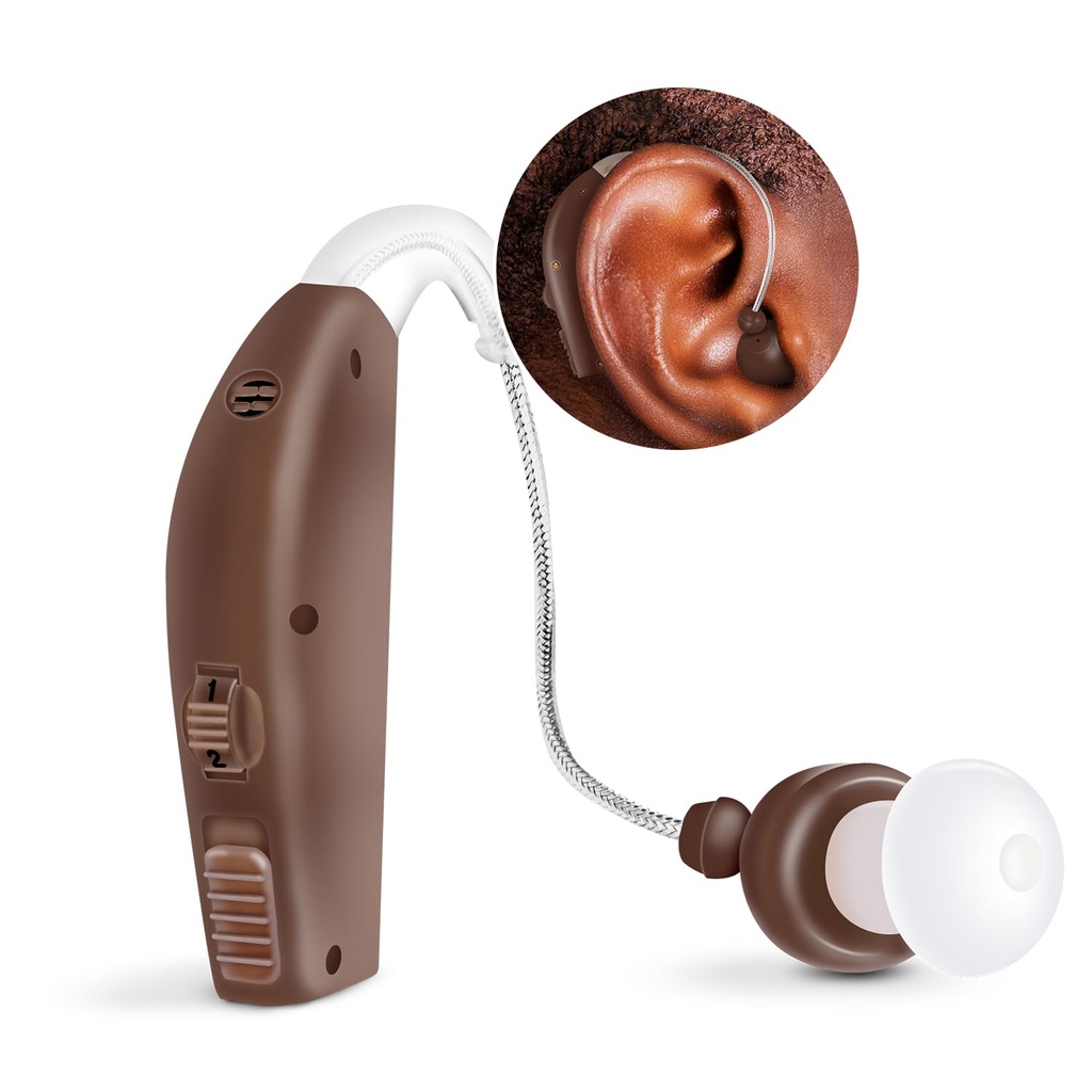 MSA 30X Derrière l'amplificateur sonore, Amplifie le son par 30 fois, Léger, Virtuellement invisible, Confortable, Volume réglable, Chargement rapide, Brun, 1ct