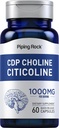 Piping Rock CDP Choline Citicoline 1000mg.60 Capsules de libération rapide pour hommes et femmes.
