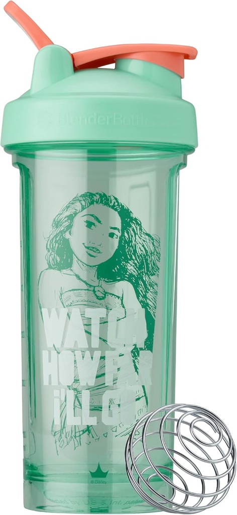 BlenderBottle Disney Princess Shaker Bouteille Pro Série, parfait pour les shakes protéiques et pré-entraînement, 28-Ounce, Regardez jusqu'où je vais, Moana
