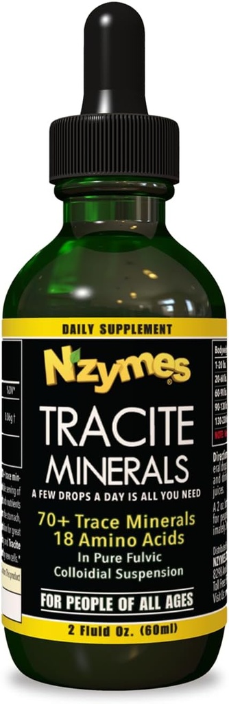 Nzymes® Tracite Minéraux pour les personnes, traces de gouttes minérales et acides aminés - Fabriqué aux États-Unis