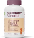 SmartyPants Gommies multivitamines pour adolescentes : huile de poisson oméga 3 (EPA/DHA), vitamine C, D3, B12, vitamine A, K & zinc, sans gluten, comprend biotine pour soutenir les cheveux, la peau et les ongles, 120 comtes (30 jours d'approvisionnement)