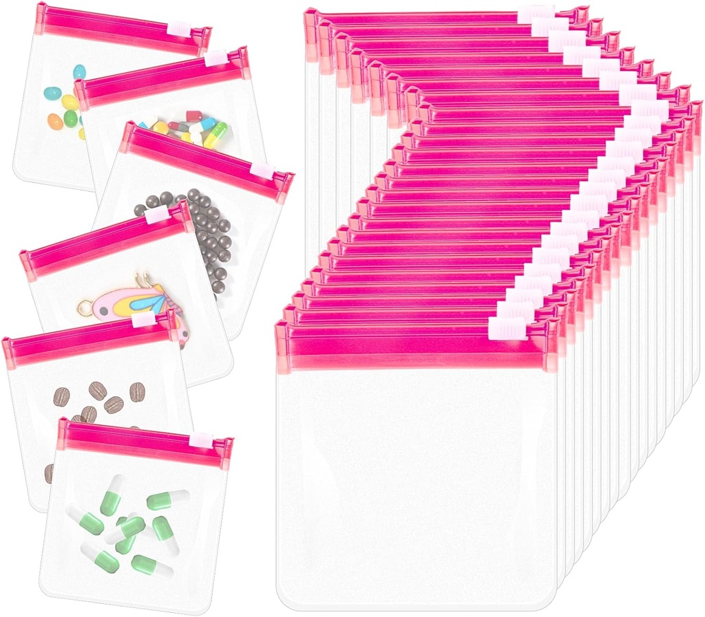 24 Pcs Travel Pill Packets Pill Pouch Bags de médecine réutilisable Zippered Sac Set auto-scellage de la médecine en plastique clair Organisateur avec des sacs de verrouillage de diapositives pour les pilules
