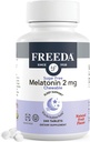 FREEDA Melatonin 2mg Nourriture sans sucre – Aide naturelle au sommeil pour les adultes et les enfants – Vegan, Casher, Sans gluten, Non-OGM, Soutien facile au lit – 240 comprimés